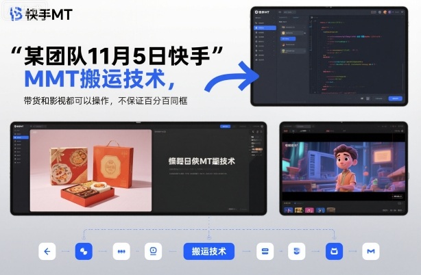 某团队11月5日快手MT搬运技术，带货和影视都可以操作，不保证百分百同框，自测-鸿雁学习网