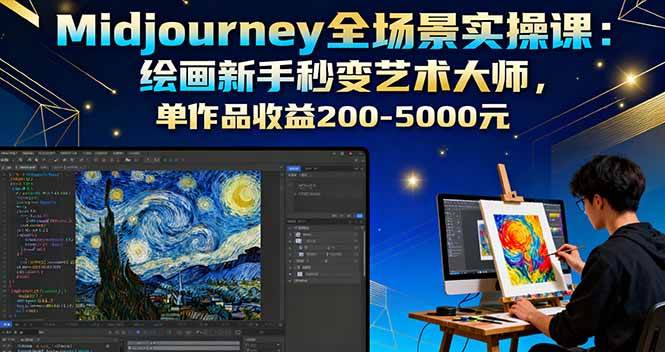 （16125期）Midjourney全场景实操课：绘画新手秒变艺术大师，单作品收益200-5000元-鸿雁学习网