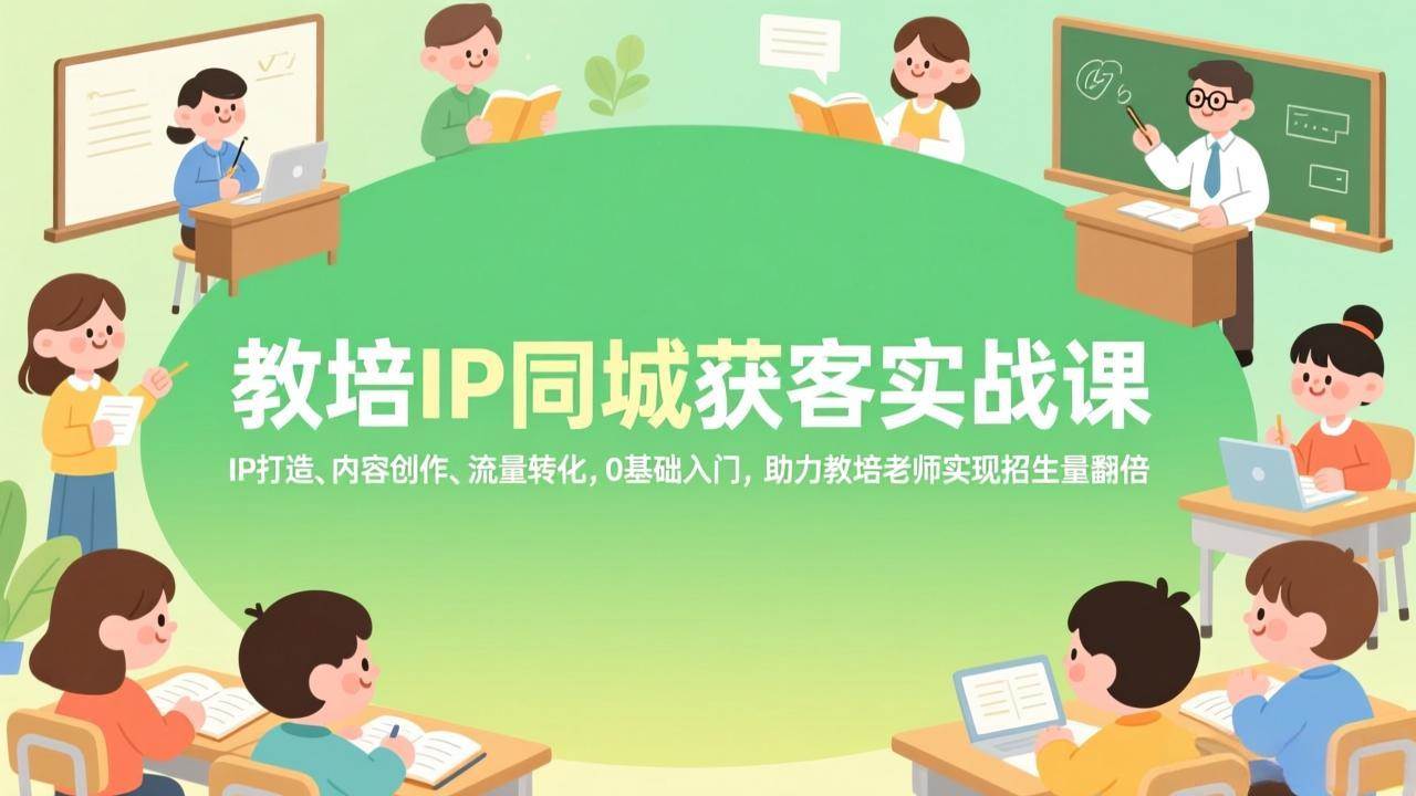 （17341期）教培IP同城获客实战课，IP打造、内容创作、流量转化，0基础入门，助力教培老师实现招生量翻倍-鸿雁学习网