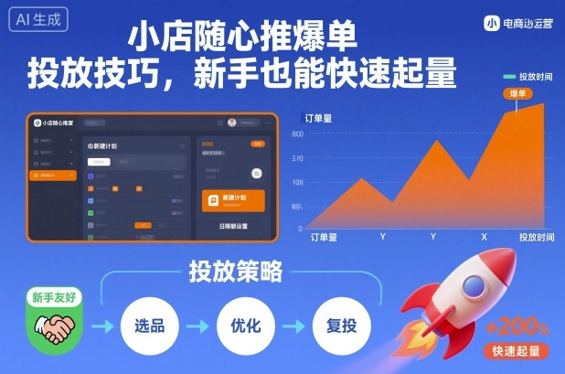 小店随心推爆单投放技巧，新手也能快速起量-鸿雁学习网