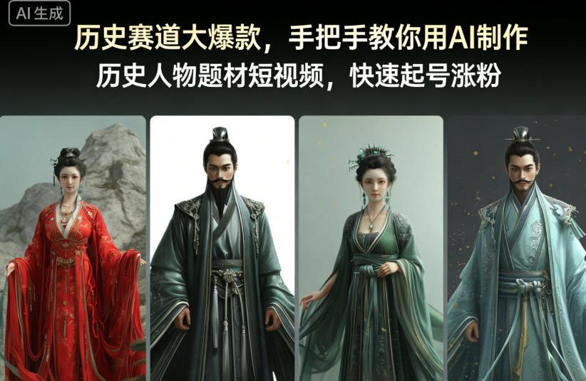 历史赛道大爆款，手把手教你用AI制作历史人物题材短视频，快速起号涨粉-鸿雁学习网