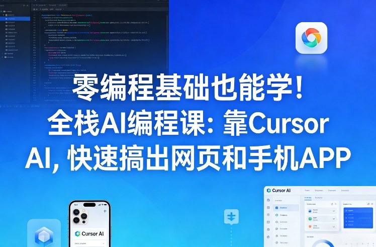 零编程基础也能学!全栈AI编程课:靠Cursor AI,快速搞出网页和手机APP-鸿雁学习网