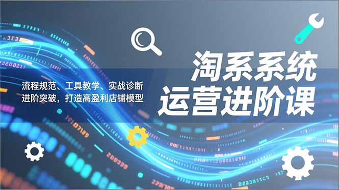 淘系系统运营进阶课2.0，流程规范、工具教学、实战诊断，进阶突破，打造高盈利店铺模型-鸿雁学习网