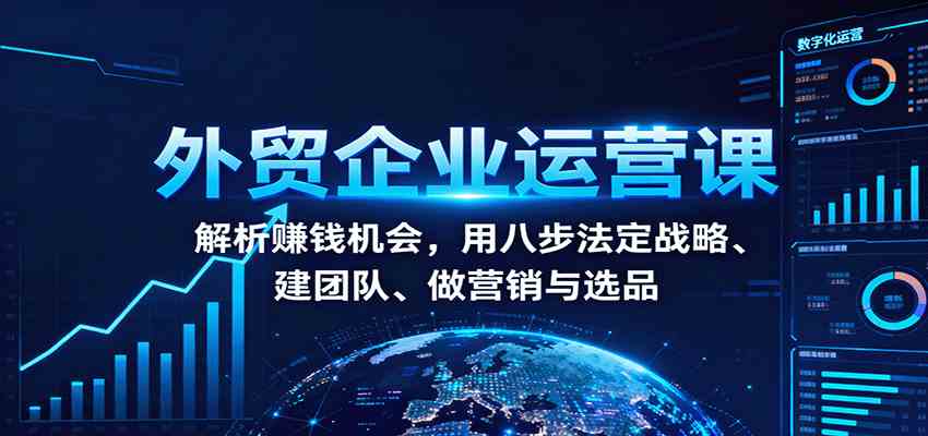 外贸企业运营课：解析赚钱机会，用八步法定战略、建团队、做营销与选品-鸿雁学习网