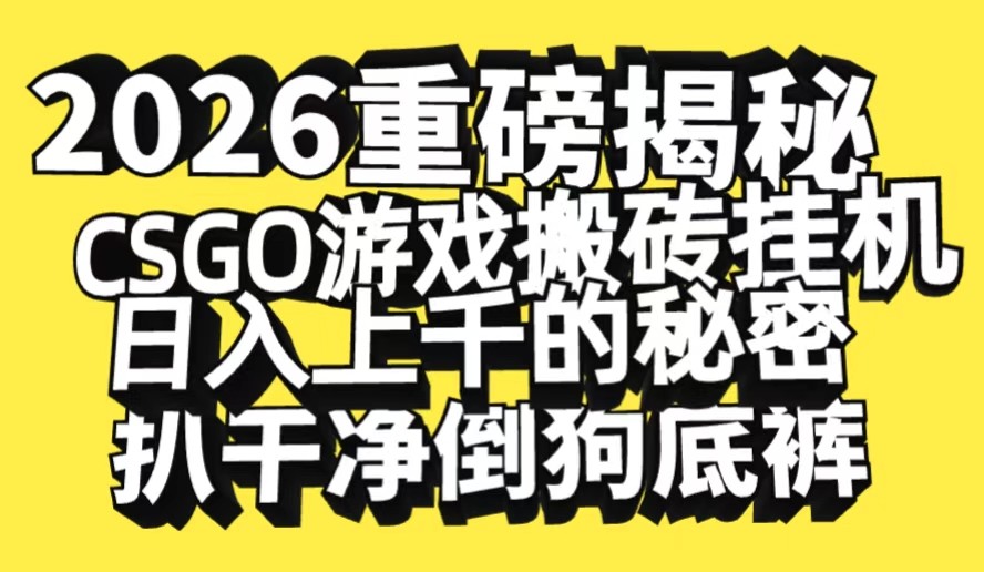 2026开年重磅解密，CSGO游戏搬砖挂机日入上千的秘密，把倒狗的底裤扒干-鸿雁学习网