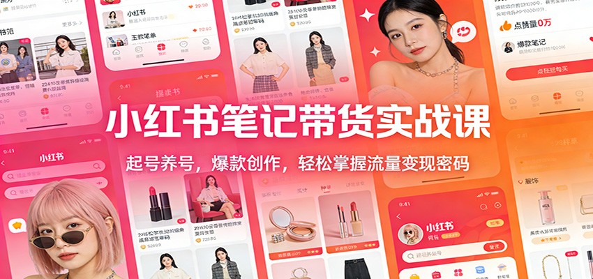 小红书笔记带货实战课：起号养号，爆款创作，轻松掌握流量变现密码-鸿雁学习网