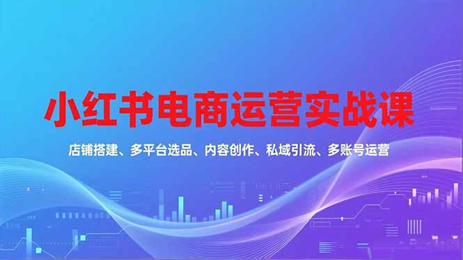 小红书电商运营实战课，店铺搭建、多平台选品、内容创作、私域引流、多账号运营等玩法-鸿雁学习网