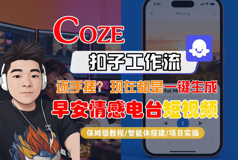【Coze工作流搭建实操教程】【coze】早安情感电台日签视频还在手动做？用扣子工作流自动生成，省时90%-鸿雁学习网