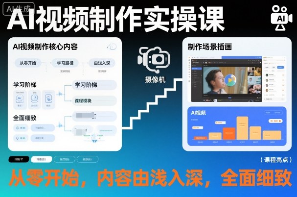AI视频制作实操课，从零开始，内容由浅入深，全面细致-鸿雁学习网