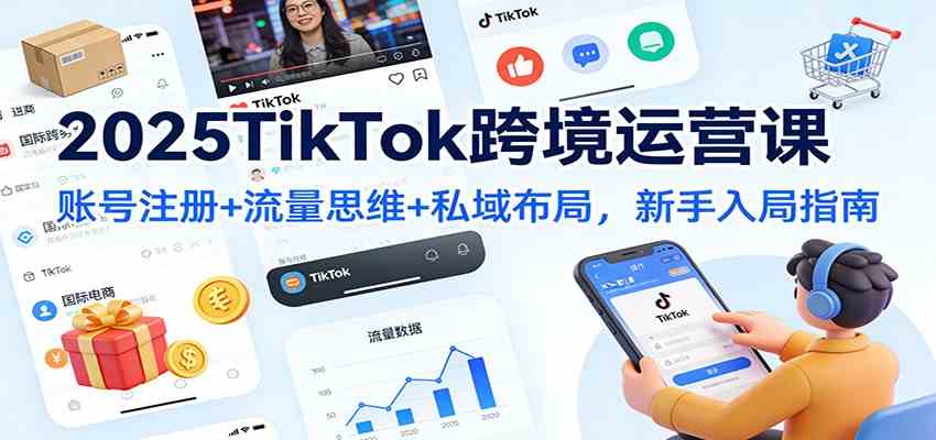 2025TikTok跨境运营课：账号注册+流量思维+私域布局，新手入局指南-鸿雁学习网