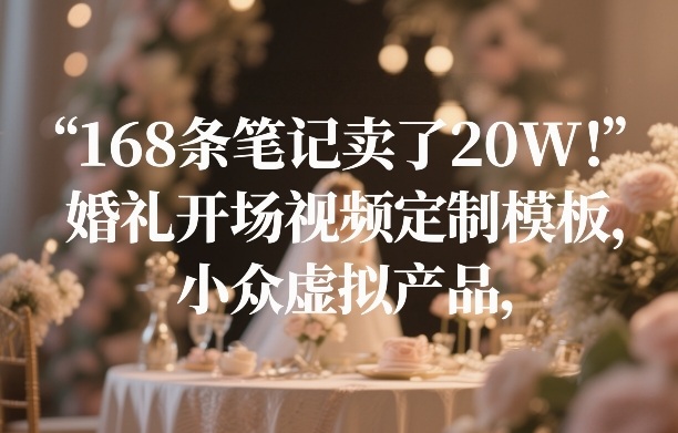 168条笔记卖了20W！婚礼开场视频定制模板，小众虚拟产品-鸿雁学习网