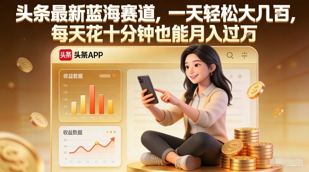 头条最新蓝海赛道,一天轻松大几张,每天花十分钟也能月入过1W【揭秘】 头条最新蓝海赛道,一天轻松大几张,每天花十分钟也能月入过1W【揭秘】