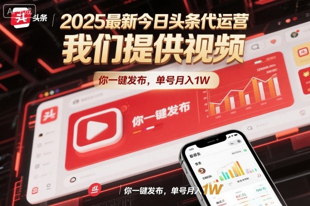 2025最新今日头条代运营，我们提供视频，你一键发布，单号月入1W【揭秘】-鸿雁学习网