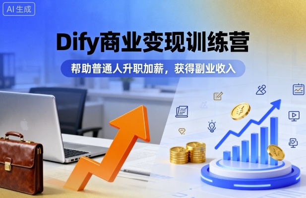 Dify商业变现训练营，帮助普通人升职加薪，获得副业收入-鸿雁学习网