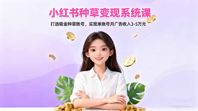 小红书种草变现系统课：打造吸金种草账号，实现单账号月广告收入3-5万元-鸿雁学习网
