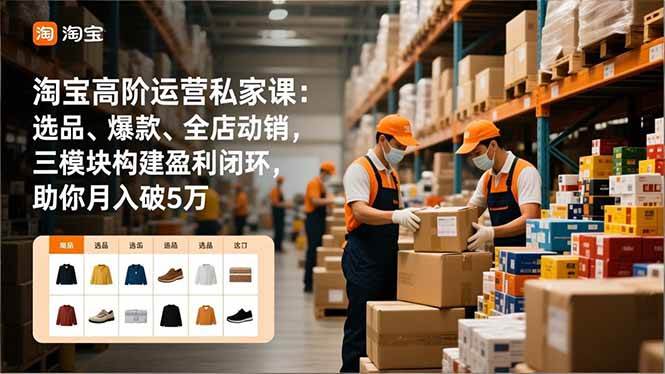 （16865期）淘宝高阶运营私家课：选品、爆款、全店动销，三模块构建盈利闭环，助你月入破5万-鸿雁学习网