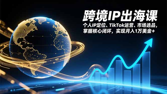 跨境IP出海课，个人IP定位、TikTok运营、市场选品，掌握核心闭环，实现月入1万美金+-鸿雁学习网