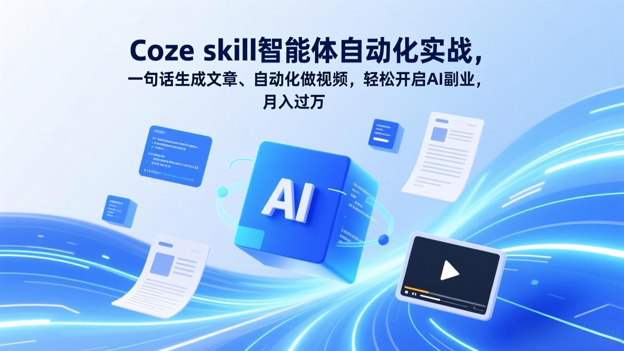 Coze skill智能体自动化实战，一句话生成文章、自动化做视频，轻松开启AI副业，月入过万-鸿雁学习网