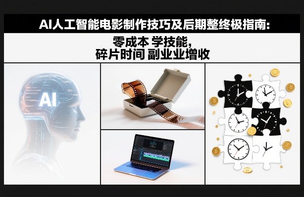 AI人工智能电影制作技巧及后期完整终极指南：零成本学技能，碎片时间副业增收-鸿雁学习网