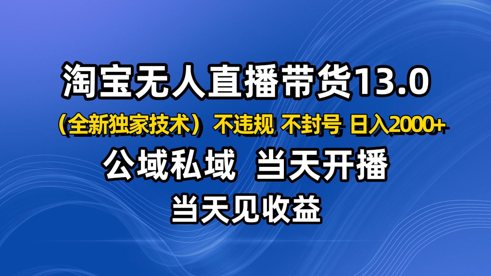 淘宝无人直播13.0，公域私域技术，不封号，不违规 布局下半年旺季赛道，日入2000+-鸿雁学习网