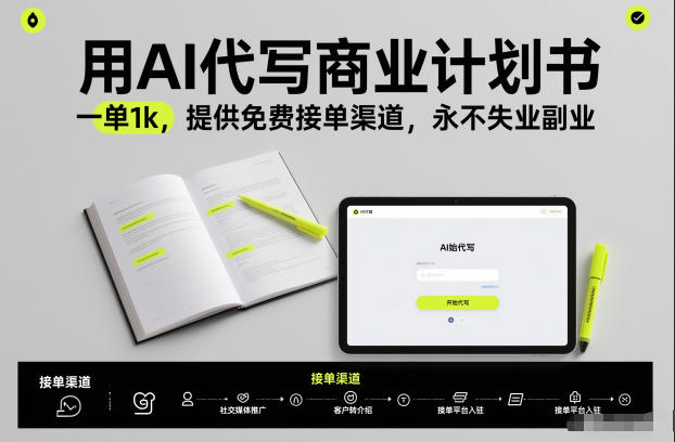 用AI代写商业计划书，一单1k，提供免费接单渠道，永不失业副业-鸿雁学习网