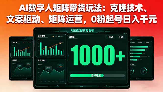 （16050期）AI数字人矩阵带货玩法：克隆技术、文案驱动、矩阵运营，0粉起号日入千元-鸿雁学习网