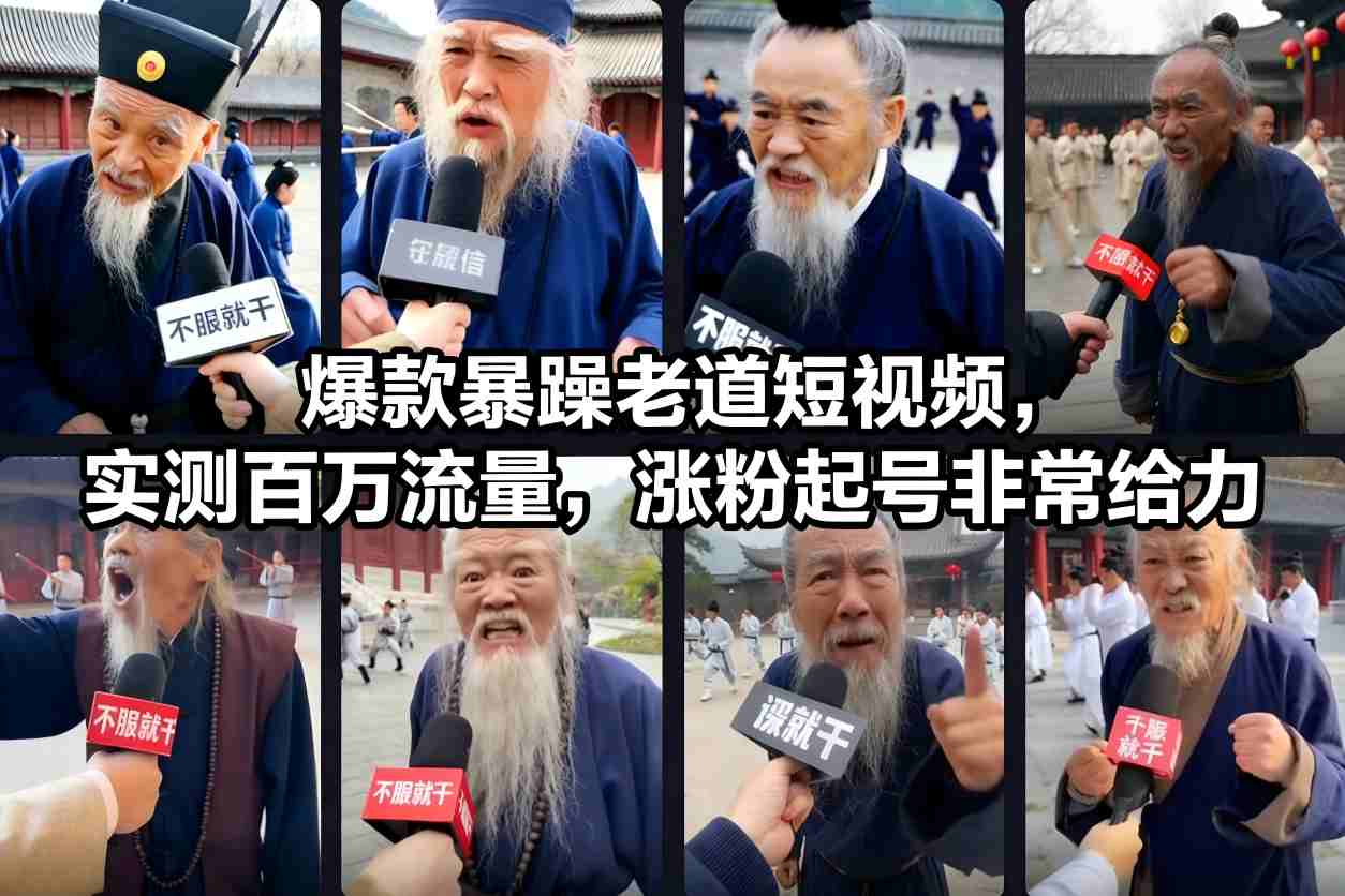 爆款暴躁老道短视频，实测百万流量，涨粉起号非常给力-鸿雁学习网