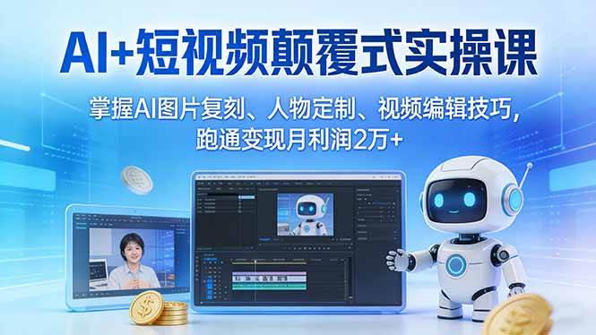 (17454期)AI+短视频颠覆式实操课:掌握AI图片复刻、人物定制、视频编辑技巧,跑通变现月利润2万+ (17454期)AI+短视频颠覆式实操课:掌握AI图片复刻、人物定制、视频编辑技巧,跑通变现月利润2万+