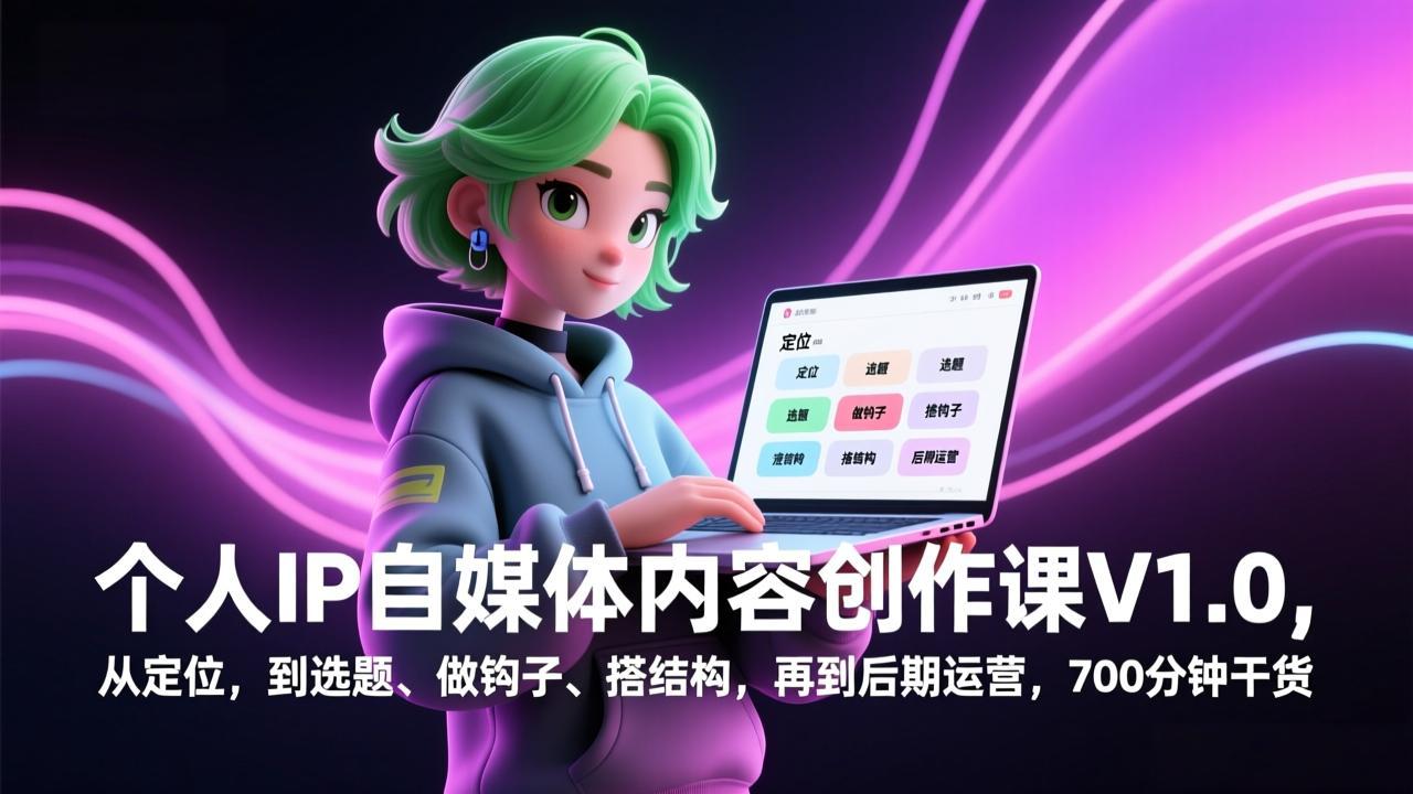 个人IP自媒体内容创作课V1.0,从定位,到选题、做钩子、搭结构,再到后期运营,700分钟干货 个人IP自媒体内容创作课V1.0,从定位,到选题、做钩子、搭结构,再到后期运营,700分钟干货