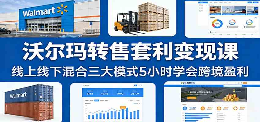 沃尔玛转售套利变现课：线上线下混合三大模式5小时学会跨境盈利-鸿雁学习网