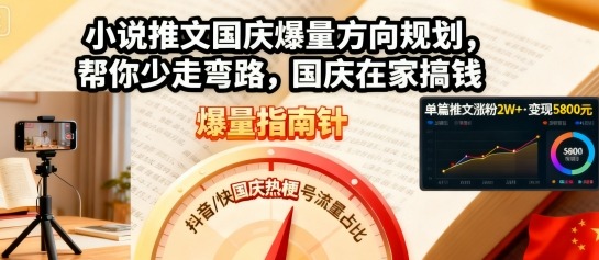 小说推文国庆爆量方向规划，帮你少走弯路，国庆在家搞钱-鸿雁学习网