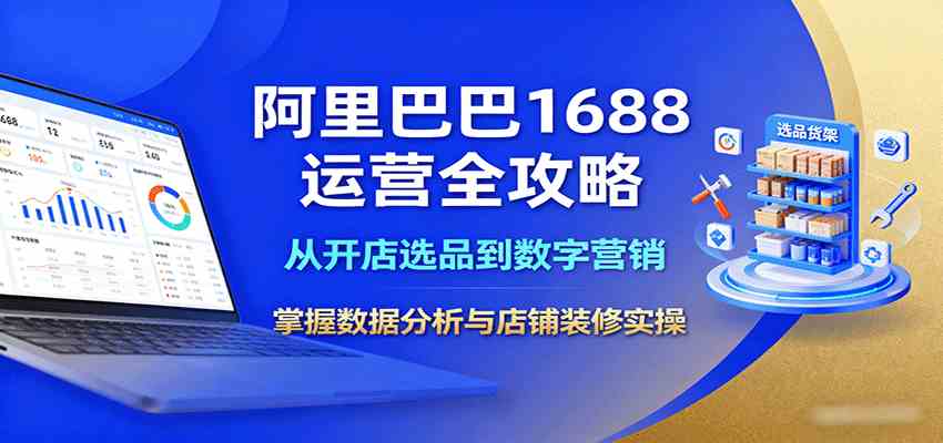 阿里巴巴1688运营全攻略：从开店选品到数字营销，掌握数据分析与店铺装修实操-鸿雁学习网