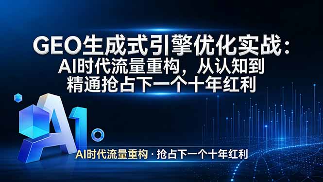 GEO 生成式引擎优化实战：AI时代流量重构，从认知到精通抢占下一个十年红利-鸿雁学习网