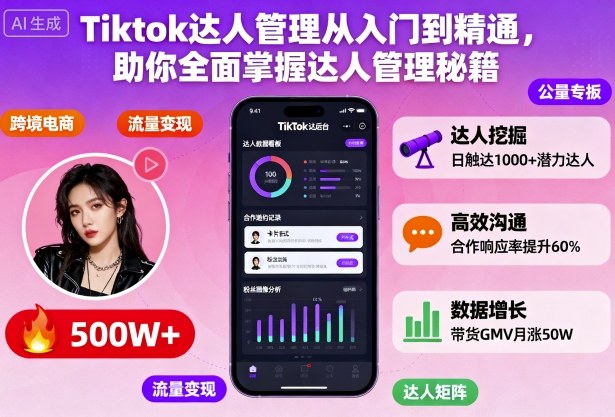Tiktok达人管理从入门到精通，助你全面掌握达人管理秘籍-鸿雁学习网