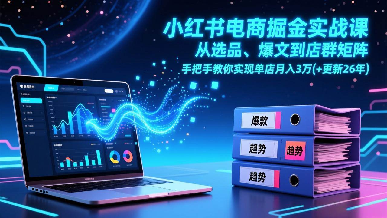 （17290期）小红书电商掘金实战课，从选品、爆文到店群矩阵，手把手教你实现单店月入3万+(更新26年)-鸿雁学习网