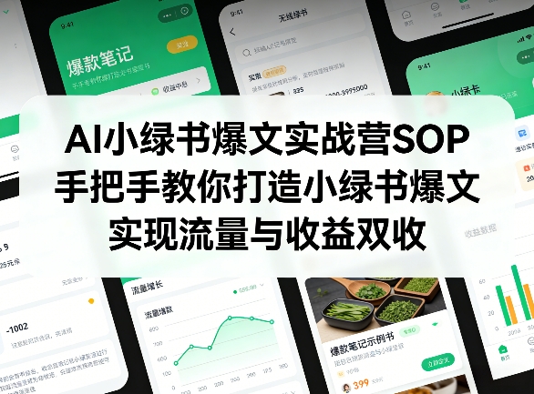 AI小绿书爆文实战营SOP，手把手教你打造小绿书爆文，实现流量与收益双收-鸿雁学习网