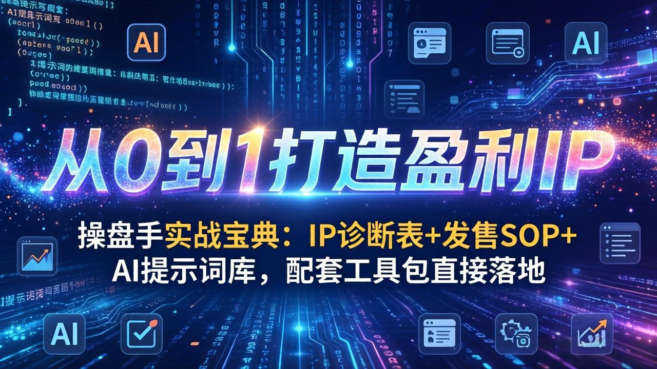 操盘手实战宝典：IP诊断表+发售SOP+AI提示词库，配套工具包直接落地，从0到1打造盈利IP-鸿雁学习网