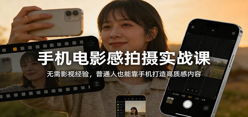 手机电影感拍摄实战课：无需影视经验，普通人也能靠手机打造高质感内容-鸿雁学习网