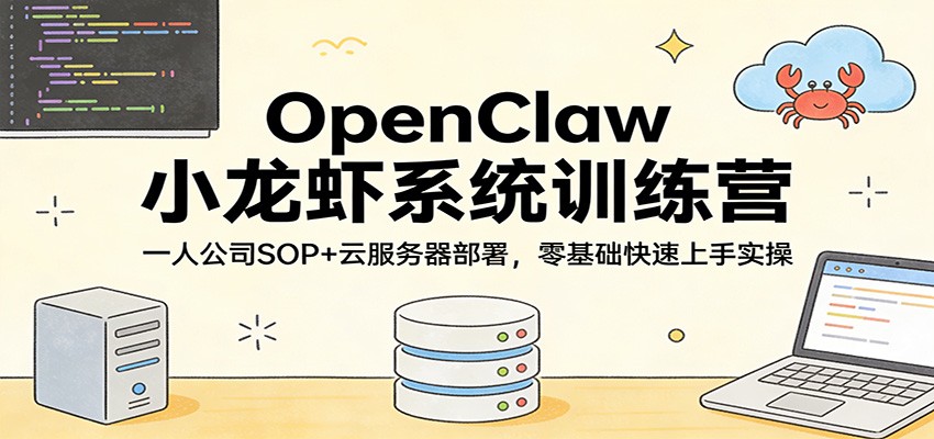 OpenClaw小龙虾系统训练营：一人公司SOP，云服务器部署，零基础快速上手实操-鸿雁学习网