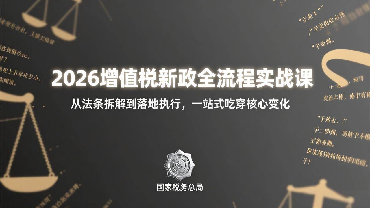 (17529期)2026增值税新政全流程实战课:从法条拆解到落地执行,一站式吃透核心变化-鸿雁学习网