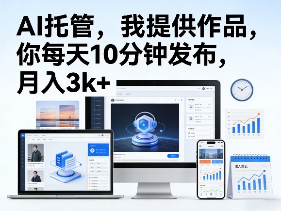 公众号AI托管，我提供作品，你每天10分钟发布，月入3k+【揭秘】-鸿雁学习网
