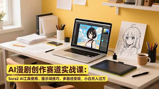 （16936期）AI漫剧创作赛道实战课：Sora2 AI工具使用、提示词技巧、多路径变现，小白月入过万-鸿雁学习网