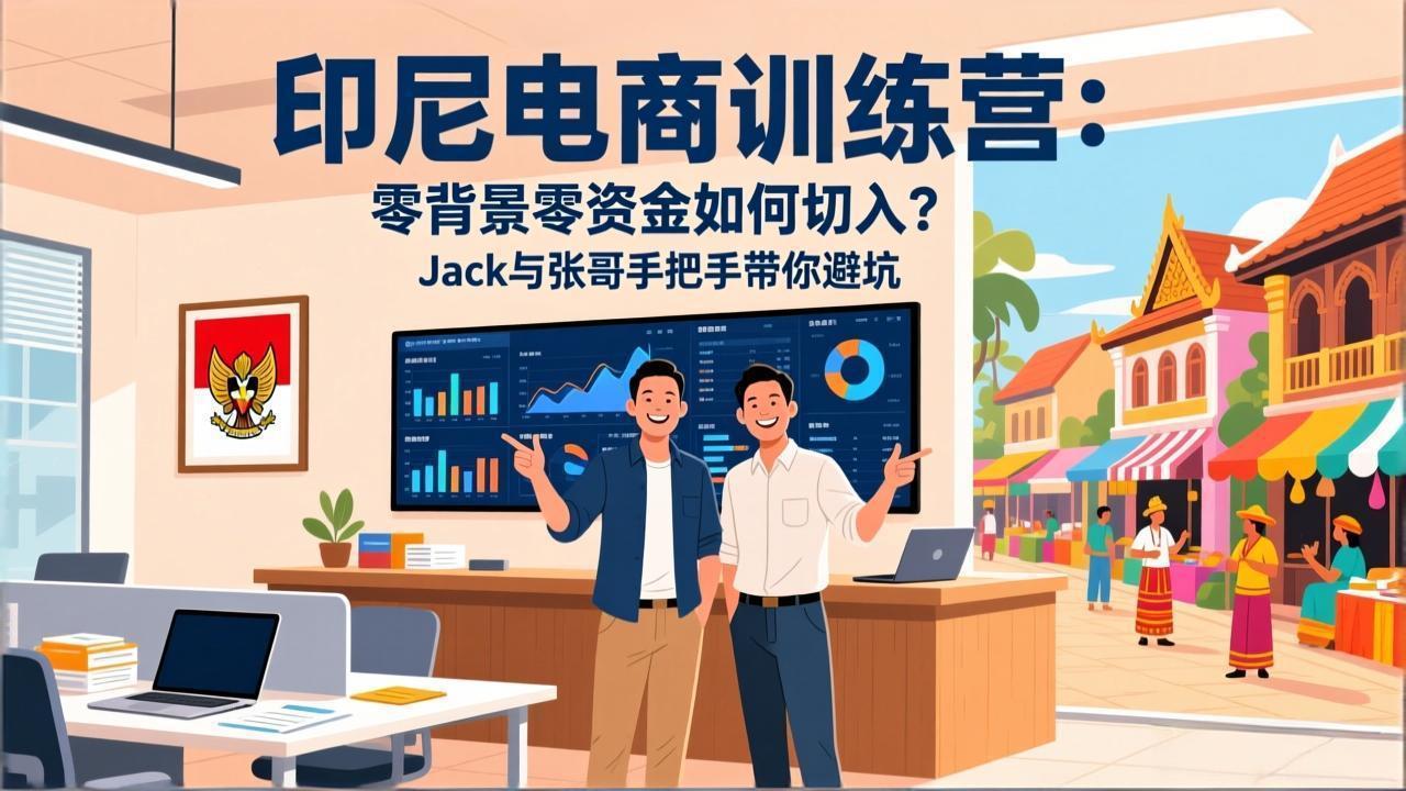 印尼电商训练营：零背景零资金如何切入？Jack与张哥手把手带你避坑-鸿雁学习网