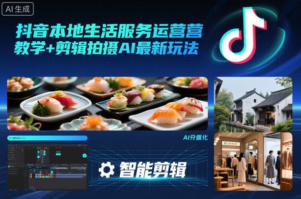 抖音本地生活服务运营教学+剪辑拍摄AI最新玩法-鸿雁学习网