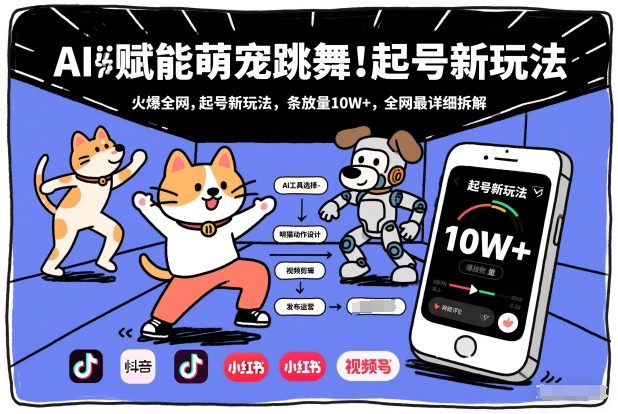 AI赋能萌宠跳舞,火爆全网,起号新玩法,条条播放量10W+,全网最详细拆解-鸿雁学习网