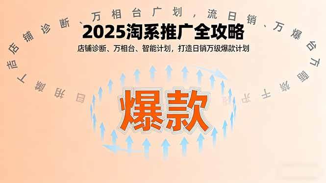 (16067期)2025淘系推广全攻略,店铺诊断、万相台、智能计划,打造日销万级爆款计划-鸿雁学习网