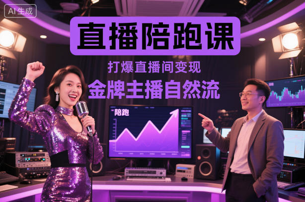 直播陪跑课，金牌主播自然流打爆直播间，复制高变现玩法-鸿雁学习网