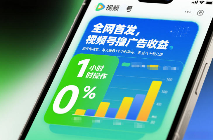 全网首发，视频号撸广告收益，无任何成本，每天操作1个小时即可，收益几十到几张-鸿雁学习网