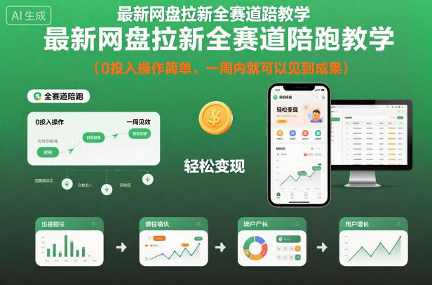 最新网盘拉新全赛道陪跑教学，0投入操作简单，一周内就可以见到成果-鸿雁学习网