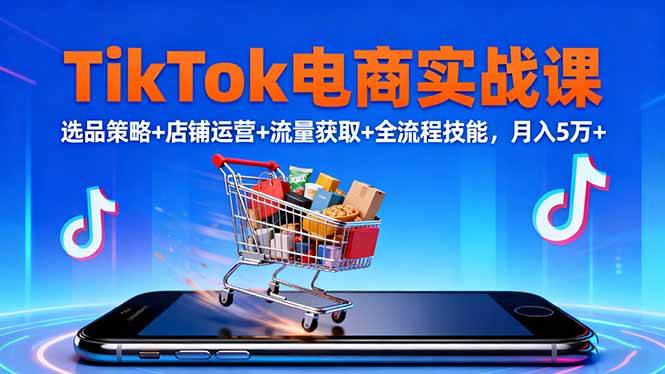 （16422期）TikTok电商实战课10月，选品策略+店铺运营+流量获取+全流程技能，月入5万+-鸿雁学习网